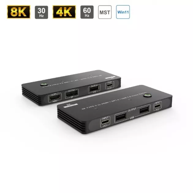 8K Type C to HDMI<sup>®</sup> + DP1.4 / USB 2.0 Video Switch