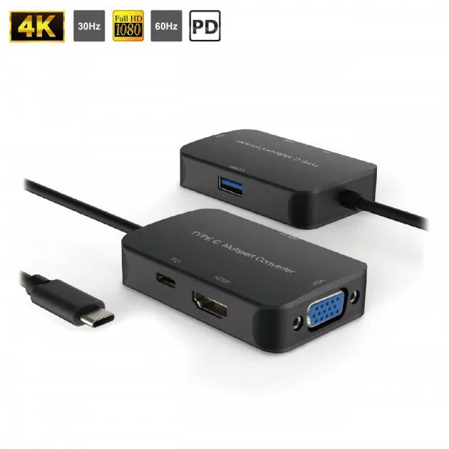 Type C to HDMI / VGA / USB 3.2 Converter