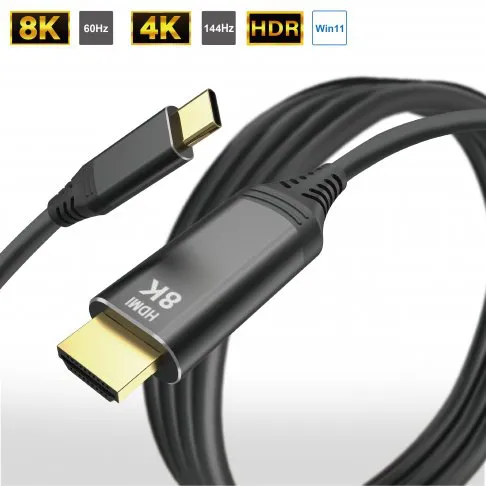 8K Type C to HDMI Cable 1-3m (Aluminum Hood)