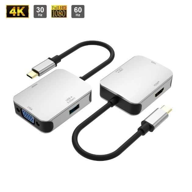Type C to HDMI<sup>®</sup> / VGA / USB 3.2 Converter (Synchronous Display)