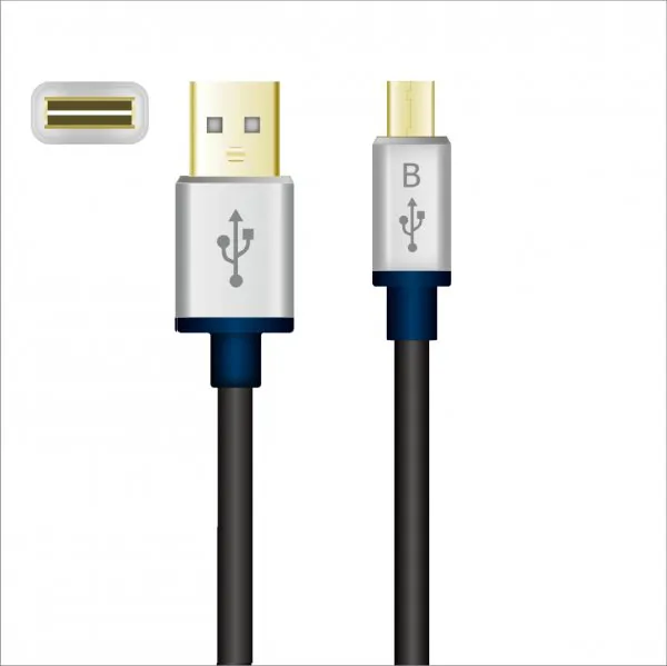 USB 2.0 A/M to Micro B/M Cable Reversible for both side connector